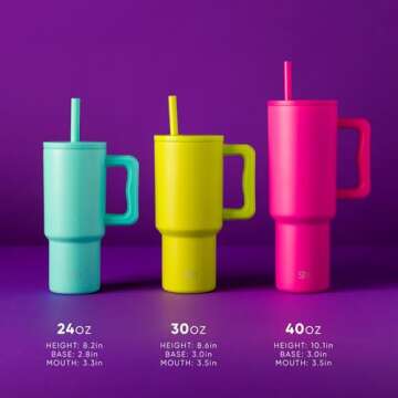 Simple Modern Kids 24 oz Tumbler with Handle and Silicone Straw Lid | Spill Proof and Leak Resistant | Reusable Stainless Steel Bottle | Gift for Kids Boys Girls | Trek Collection | 80s Mix