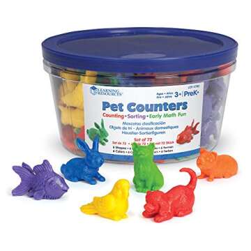 Learning Resources Domestic Pets Counters, Educational Counting and Sorting Toy, Set of 72