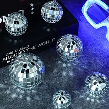 MTLEE 20 Pcs Disco Balls Decoration Hanging Mirror Disco Ball Ornaments New Years Eve Assorted Silver Mini Glass Different Sizes Reflective with Rope(2.4 Inch, 2 Inch, 1.6 Inch, 1.2 Inch)