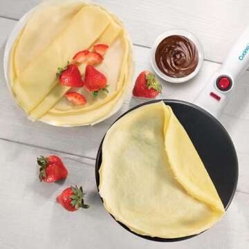 CucinaPro Cordless Crepe Maker- FREE Recipe Guide, NonStick Dipping Plate plus Electric Base & Batter Spatula, Portable Compact Baker, Homemade Morning Breakfast or Dessert Treat, Kitchen Essential