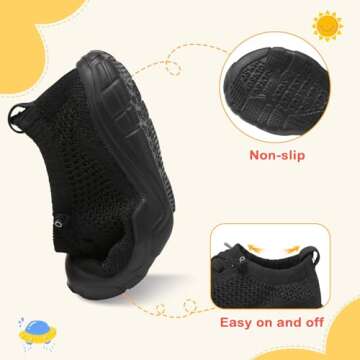 LeIsfIt Toddler Barefoot Sneakers - All Black Size 4