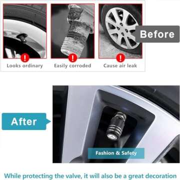 BFIVEANTE Tire Valve Stem Cap Cover for Mercedes-Benz A-Class C-Class CLA CLS AMG GLC GLE GLS Belt O-Ring Seal Corrosion Resistant tire Valve caps 4 Pc Black