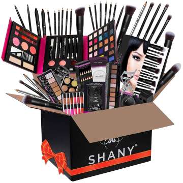 SHANY Bundle Makeup Set - All in One Makeup Bundle Adult Teen Makeup - Includes Pro Makeup Brush Set, Makeup Eyeshadow Palette, Makeup Blender, Eyelash, Lip-gloss and more. - Color Styles Vary