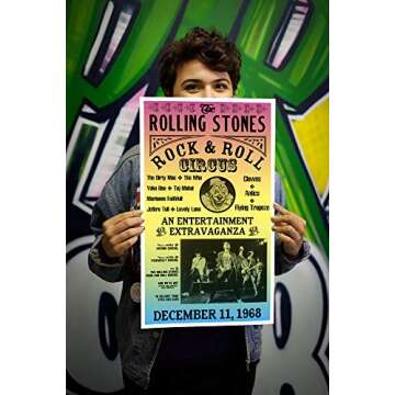 Per Diem Printing Rolling Stones Rock and Roll Circus – Featuring The Who – Yoko Ono – Jethro Tull 13"x22" Vintage Style Show Print Poster – Concert Bill – Home Nostalgia Decor