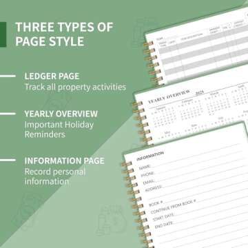 Accounting Ledger Book for Small Business Bookkeeping & Personal Use, Expense Tracker Notebook for Family Budget, Bookkeeping Record Book, Income and Expense Log Book - 8.4" x 6.1" (Green)