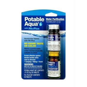 Potable Aqua Water Purification Tablets with PA Plus - 100 Tablets