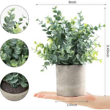 2 Pack Small Fake Plants Eucalyptus Potted Artificial Plants for Shelf Desk Home Bathroom Farmhouse Room Coffee Table Decor (Sage Green)