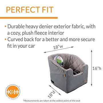 K&H Pet Products Bucket Booster Dog Car Seat with Dog Seat Belt for Car, Washable Small Dog Car Seat, Sturdy Dog Booster Seats for Small Dogs, Medium Dogs, 2 Safety Leashes, Small Gray/Gray