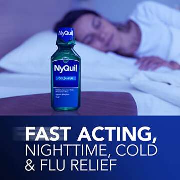 Vick NyQuil Cough Cold and Flu Nighttime Relief, Original Liquid, 2x12 Fl Oz