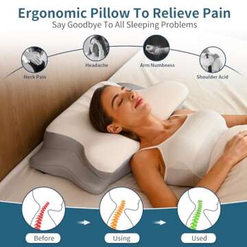 Cervical Neck Pillow for Pain Relief - Ergonomic Memory Foam