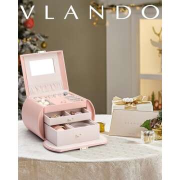 Vlando Princess Style Jewelry Box - Elegant Gift for Girls 8-14