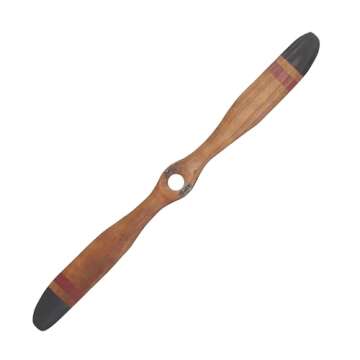 Deco 79 Traditional Wooden Airplane Propeller Decor, 5" H x 48" L, Polished Brown Finish, Model:92671