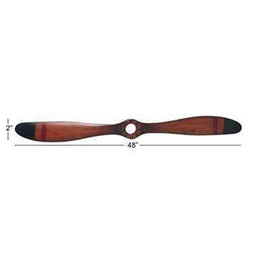 Deco 79 Traditional Wooden Airplane Propeller Decor, 5" H x 48" L, Polished Brown Finish, Model:92671