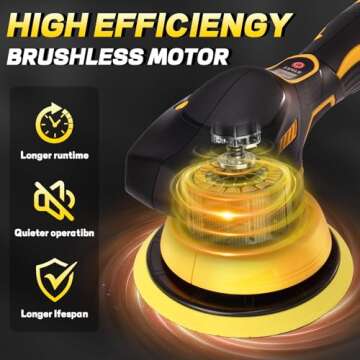 YEARTOP Cordless Car Buffer Polisher with 8 Variable Speed, Car Polisher for Detailing/Polishing/Waxing (Tools Only)