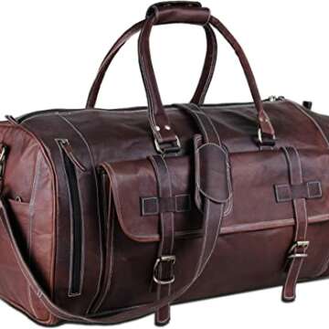 Handmade World Vintage 24 Inch Large Leather Duffle Bag