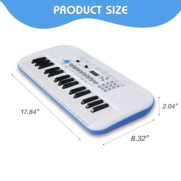 Lexington 32 Key Electric Keyboard, Small Digital Piano for Beginners, Mini Portable Musical Gift (EK3282, White)