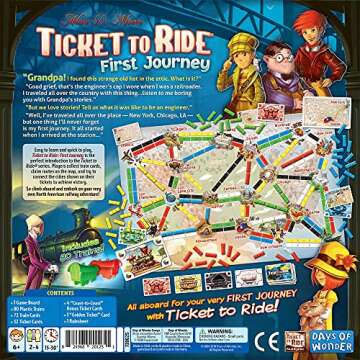 Ticket to Ride First Journey Board Game - Fun and Easy for Young Explorers! Train Strategy Game, Family Game for Kids & Adults, Ages 6+, 2-4 Players, 15-30 Min Playtime, Made by Days of Wonder