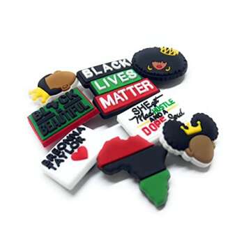 Juneteenth BLACK HISTORY MONTH BLACK LIVES MATTER Black Girl Magic Style Shoe Charm-I can not Breathe Soft PVC Shoes Charm JIBZ for Croc Shoe Charm Black Lives Matter fist BGM BLM Africa African