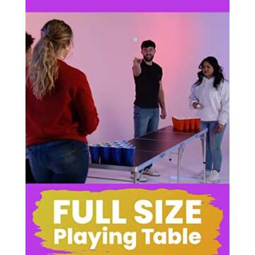 PARTYPONG 8-Foot Folding Beer Pong Table - Football Field Edition (Base Model)