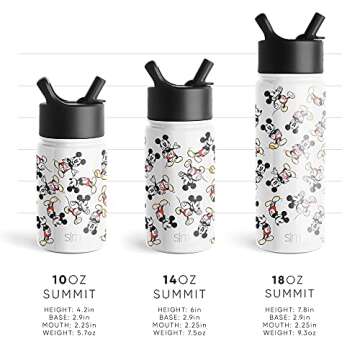 Simple Modern Disney Minnie Mouse Kids Water Bottle with Straw Lid | Reusable Insulated Stainless Steel Cup for Girls, School | Summit Collection | 14oz, Minnie Mouse Retro