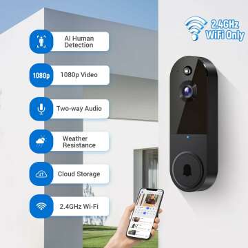 1080P Wireless Video Doorbell with AI Detection