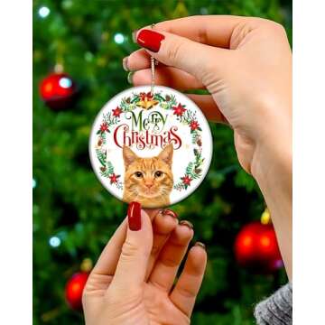 Orange Cat Ornament for Christmas Tree - Orange Cat Gifts for Women Xmas Keepsake Decor Clearance