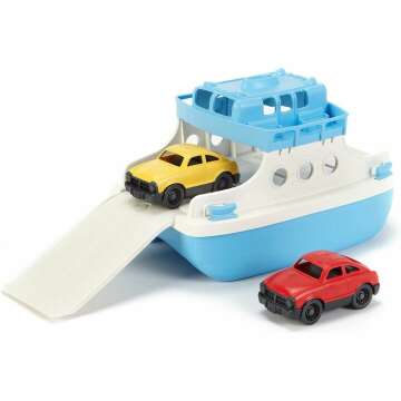 Green Toys Ferry Boat with Mini Cars Bathtub Toy for Kids 🚣