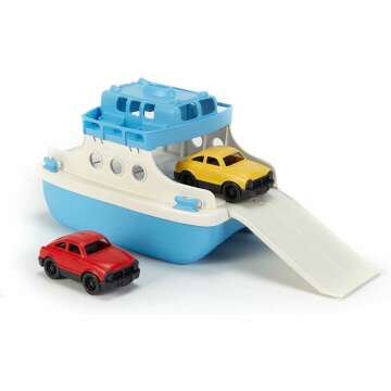 Green Toys Ferry Boat with Mini Cars Bathtub Toy for Kids 🚣