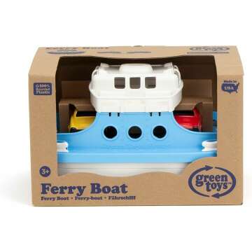 Green Toys Ferry Boat with Mini Cars Bathtub Toy for Kids 🚣