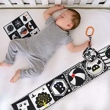 KUANGO Black and White Baby Toys Set for Newborns