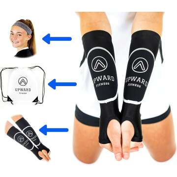 Upward Fitness-Volleyball Padded Passing Sleeves, Arm and Wrist Protection With Thumbhole Bag and Headband for Girls and Boys
