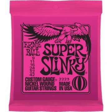 Ernie Ball P02223 Super Slinky Nickel Wound Electric Guitar Strings, 9-42 (2 Pack)