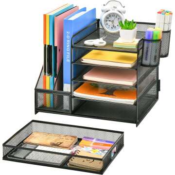 Marbrasse Desk Organizer with File Holder