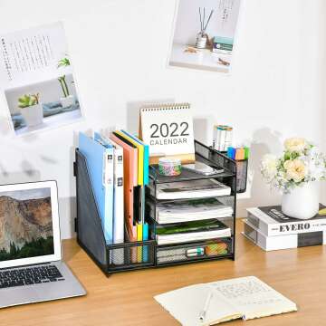 Marbrasse Desk Organizer with File Holder