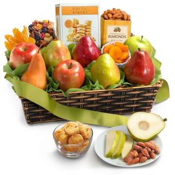 A Gift Inside Classic Fresh Fruit Basket Gift with Crackers, Cheese and Nuts for Holiday, Thank You, Birthday, Get Well, Anniversary, Corporate