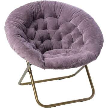 Milliard Cozy Chair/Faux Fur Saucer Chair for Bedroom/X-Large (Purple)