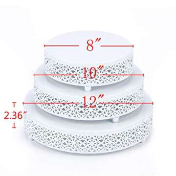 VILAVITA 3-Piece Cake Stand Set Round Metal Cake Stands Dessert Display Cupcake Stands, White