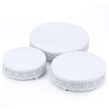 VILAVITA 3-Piece Cake Stand Set Round Metal Cake Stands Dessert Display Cupcake Stands, White