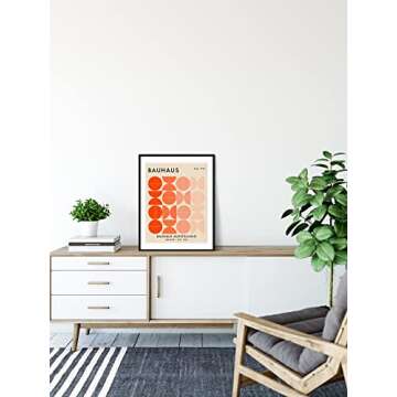 Bauhaus Mid Century Modern Wall Art - 11x14" UNFRAMED Print - Abstract, Minimal Wall Decor - Exhibition Poster Replication (Orange)