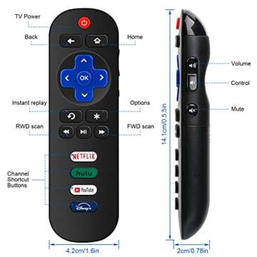 2 Pack Replacement Remote Controls for Roku Smart TV, for TCL/Hisense/Sharp/Philips/Onn/Element/Insignia Roku TV (NOT for Roku Stick, Box or Speaker)