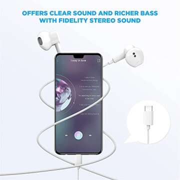 2 Pack-USB C Headphones for iPhone 15 Earbuds USB C Wired Earphones with Mic & Remote Control Noise Cancelling for iPhone 16 pro, iPad Pro, Galaxy S23/S22/S21/S20/Ultra Note 10/20, Pixel 7/6/6a/5/4