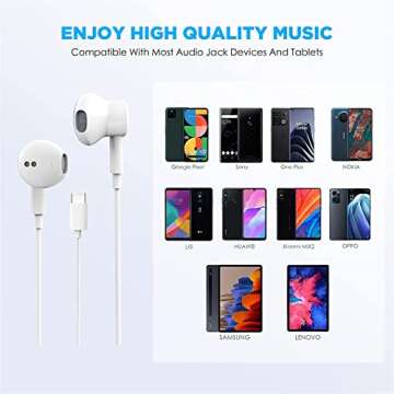 2 Pack-USB C Headphones for iPhone 15 Earbuds USB C Wired Earphones with Mic & Remote Control Noise Cancelling for iPhone 16 pro, iPad Pro, Galaxy S23/S22/S21/S20/Ultra Note 10/20, Pixel 7/6/6a/5/4