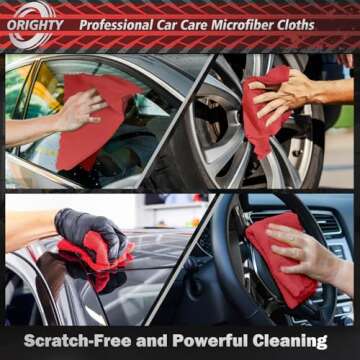 Orighty Shop Towels, 50 Pack Shop Rags Reusable, Microfiber Cleaning Rags Bulk for Cars, Multi-Purpose Cleaning Cloths for Automotive, Mechanic, Kitchen, Lint Free Towels 11.5’’ x 11.5’’, Red