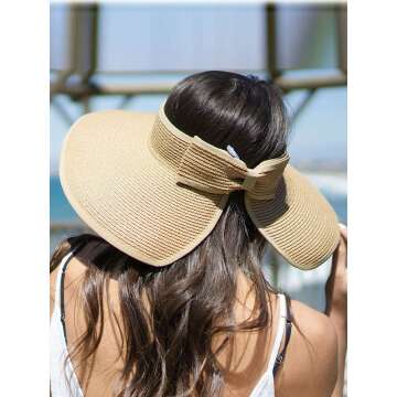 Simplicity Women's UPF 50+ Wide Brim Straw Sun Hat