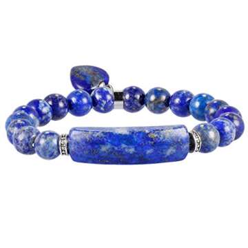 TUMBEELLUWA Healing Stone Bracelet - Chakra Crystal Energy & Heart Charm