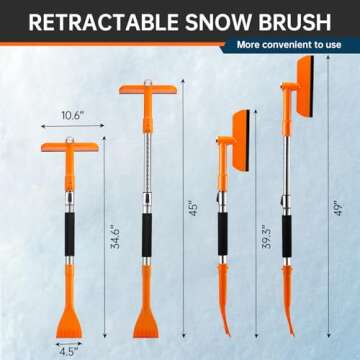 REALYOU 49.2" Snow Brush & Ice Scraper for Car Windshield, Upgraded Extendable Snow Brush with 360° Pivoting Brush Head and Foam Grip for Car Auto Truck SUV