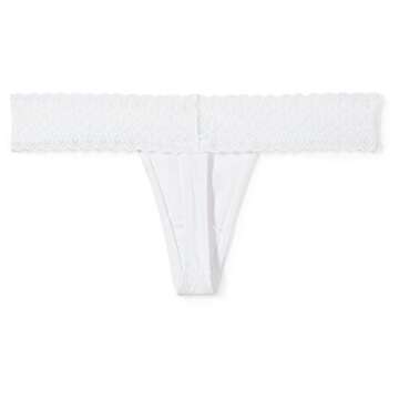 Amazon Brand - Mae Women's Lace Waistband Cotton Thong Underwear, 3 Pack