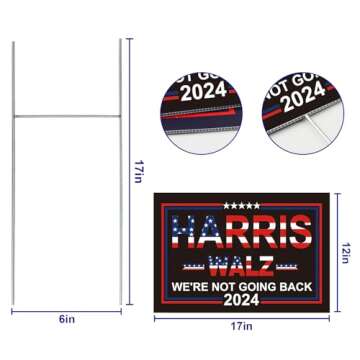 Harris Walz 2024 Double-Sided Waterproof Yard Sign with Metal H-Stake