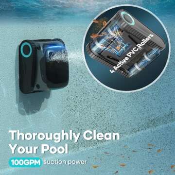 AIPER Scuba S1 Pro Cordless Robotic Pool Cleaner, Horizontal Waterline Cleaning, Smart Navigation, 180-Min Battery Life, Ideal for In-Ground Pools up to 2,150 Sq.ft, Blue