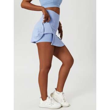 ABOCIW 2 Piece Tennis Skirts Outfits One Shoulder Sports Bra and Athletic Skorts Golf Dresses Blue Small